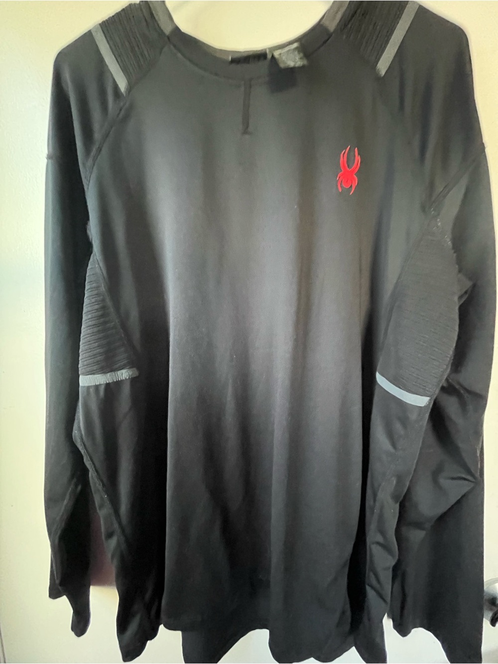 Spyder Men’s Black Long-Sleeve Lightweight Performance Shirt with Red Logo